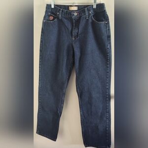 Tulsa women's size 14/32 dark wash blue jeans. Slim fit. Cotton.